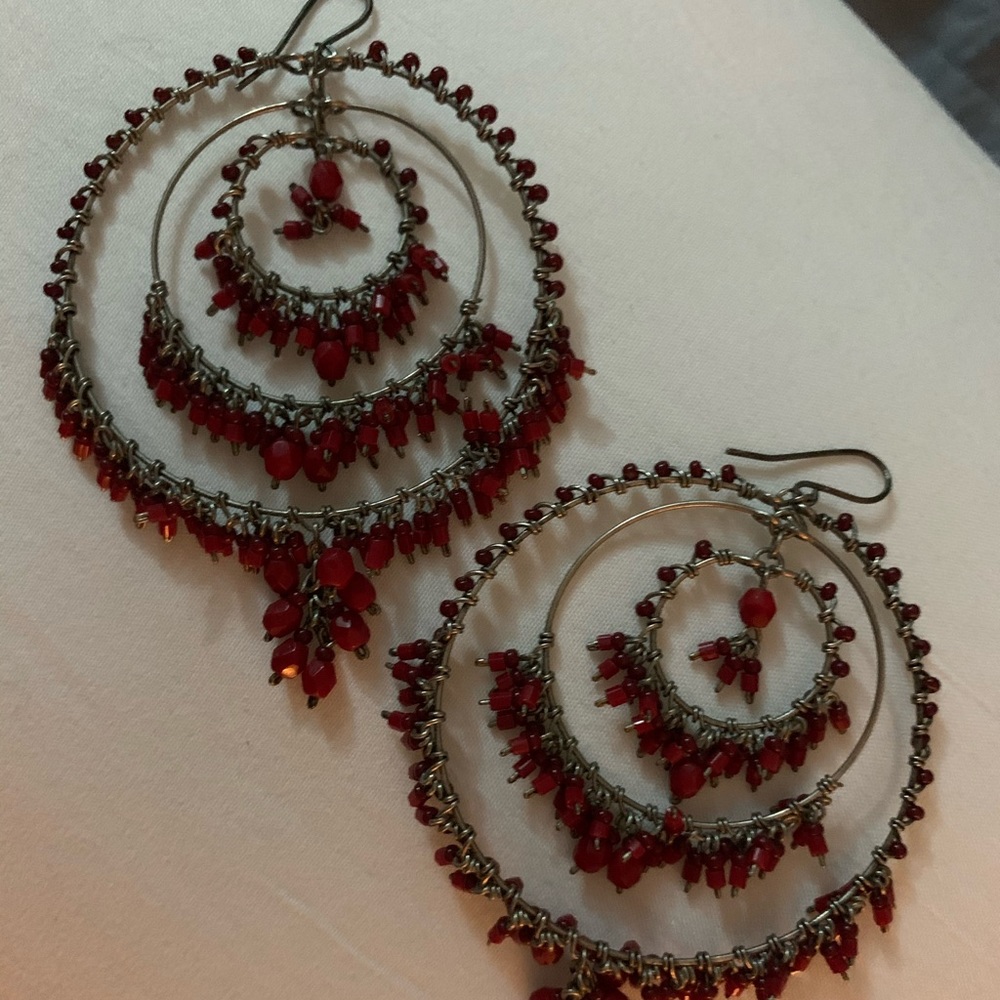 SPECTACULAR RED BOHO EARRINGS ❤️! - Picture 4 of 6